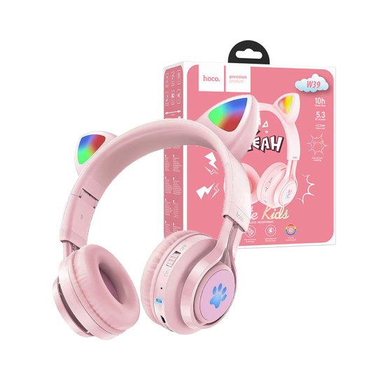 Hoco True Wireless Headphones W39 Cat Ear Bluetooth V5.3 Pink